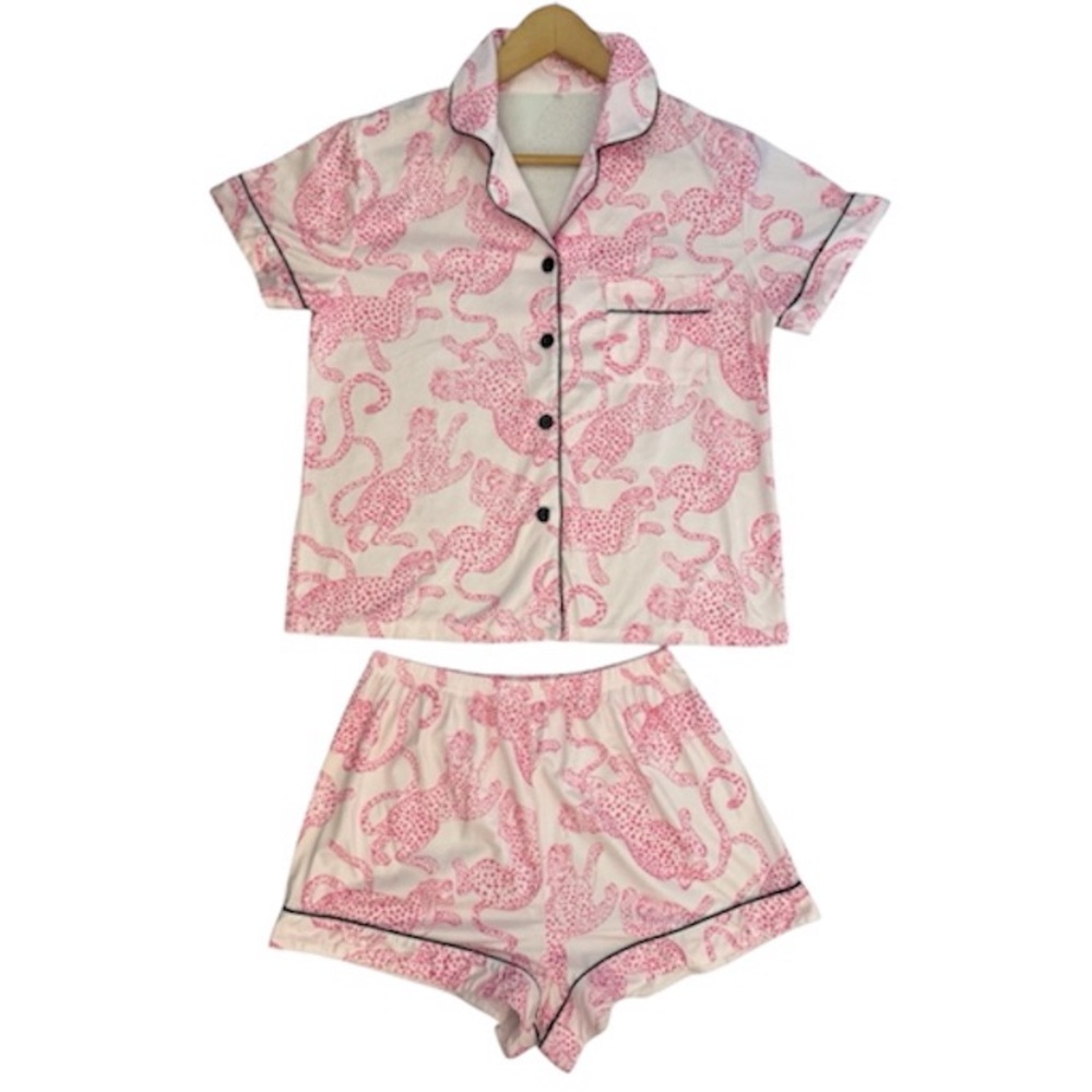 NWOT Pink Leopard Print Pajama Set